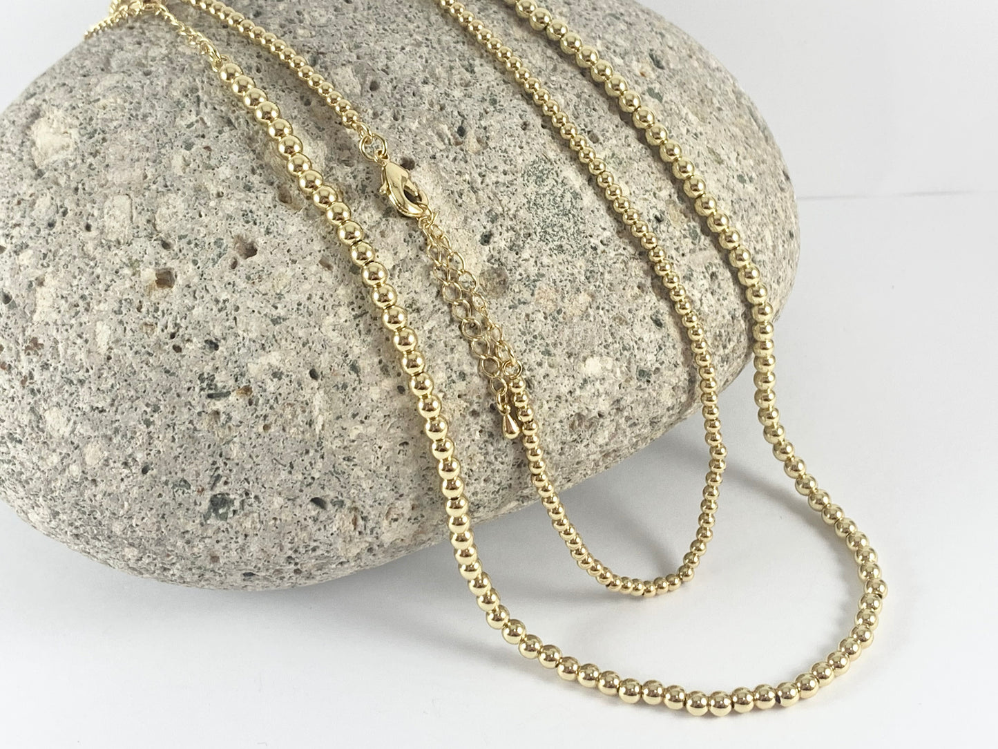 18K Gold Plated Hematite Finished Necklace 16" with extender 5 or 3 pcs