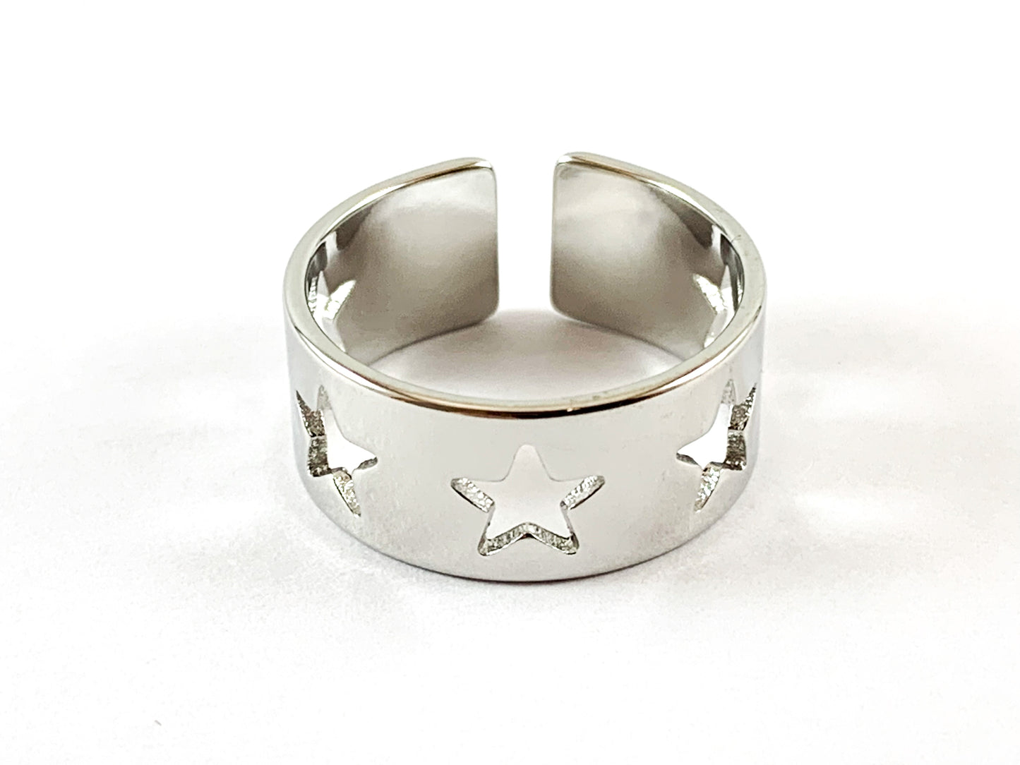 Real Gold/Platinum 18K Plated Copper Star Band Adjustable Ring 5pcs