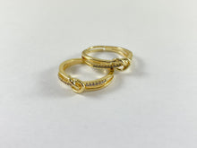 Cargar imagen en el visor de la galería, 18K Gold Plated CZ Pave Simple Dainty Knot Ring 6pcs