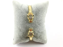 Cargar imagen en el visor de la galería, Brazaletes/brazaletes con frente abierto, pantera, leopardo, Jaguar, chapado en oro real de 18 quilates, 1 unidad