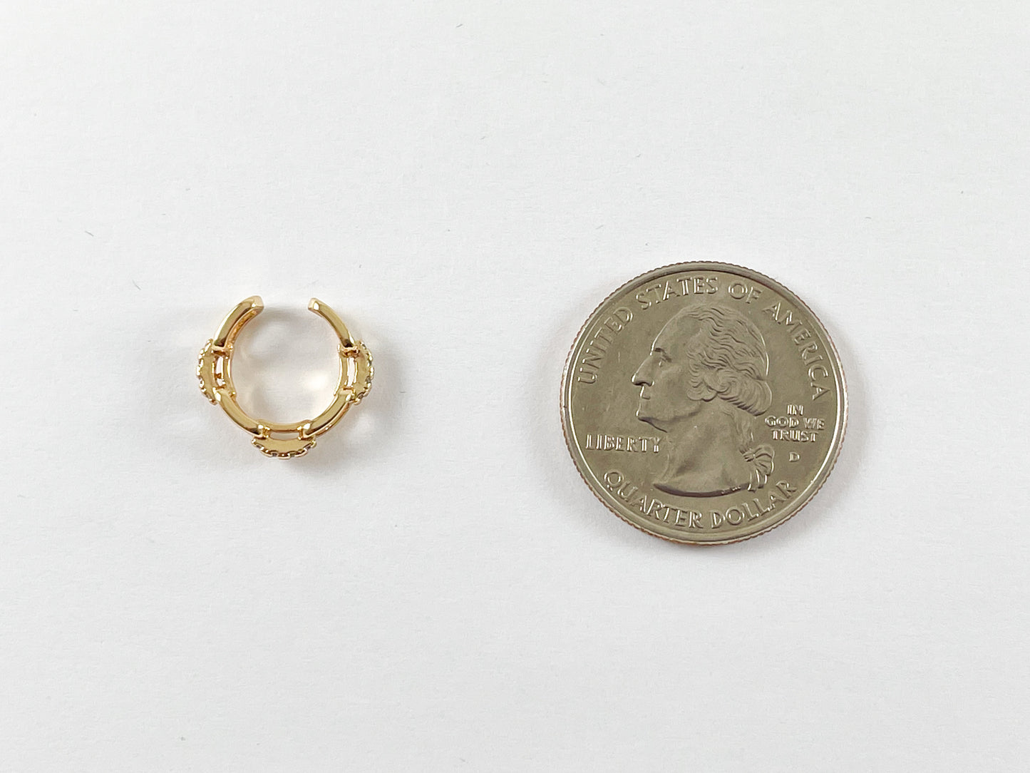 18K Gold Plated Copper CZ Pave Rectangle Link Dainty Ear Cuffs (No Piercing!!) 8pcs