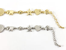 Load image into Gallery viewer, 18K Gold Plated CZ Pave Love Elephant Flower Star Bee Heart Bracelet with Extender