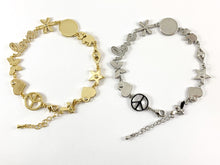 Load image into Gallery viewer, 18K Gold Plated CZ Pave Love Elephant Flower Star Bee Heart Bracelet with Extender