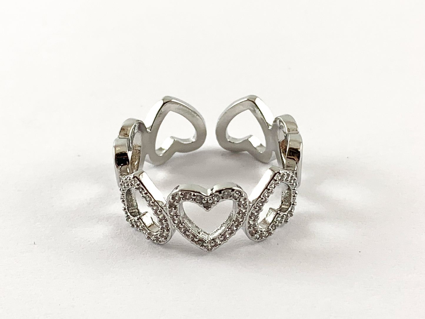 18K Real Gold/Platinum Plated CZ Pave Infinity Heart Ring 4pcs