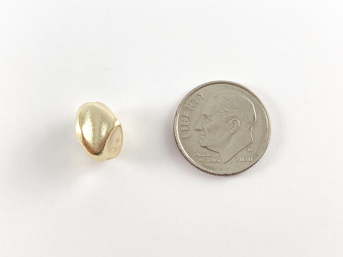 18K Matte Gold Plated Brass Nugget Rocks Irregular Beads 10pcs