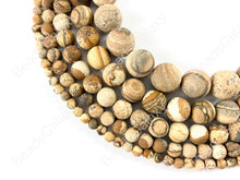 Load image into Gallery viewer, Matte Picture Jasper Genuine Grade AAA Round Smooth Shiny Natural Gemstone Beads 14"- 15"