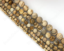 Load image into Gallery viewer, Matte Picture Jasper Genuine Grade AAA Round Smooth Shiny Natural Gemstone Beads 14"- 15"