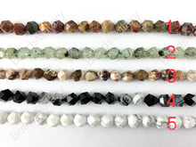 Cargar imagen en el visor de la galería, Piedras preciosas cortadas a mano de 8 mm. Cuentas de piedras preciosas naturales facetadas con corte de estrella alrededor de 15 "