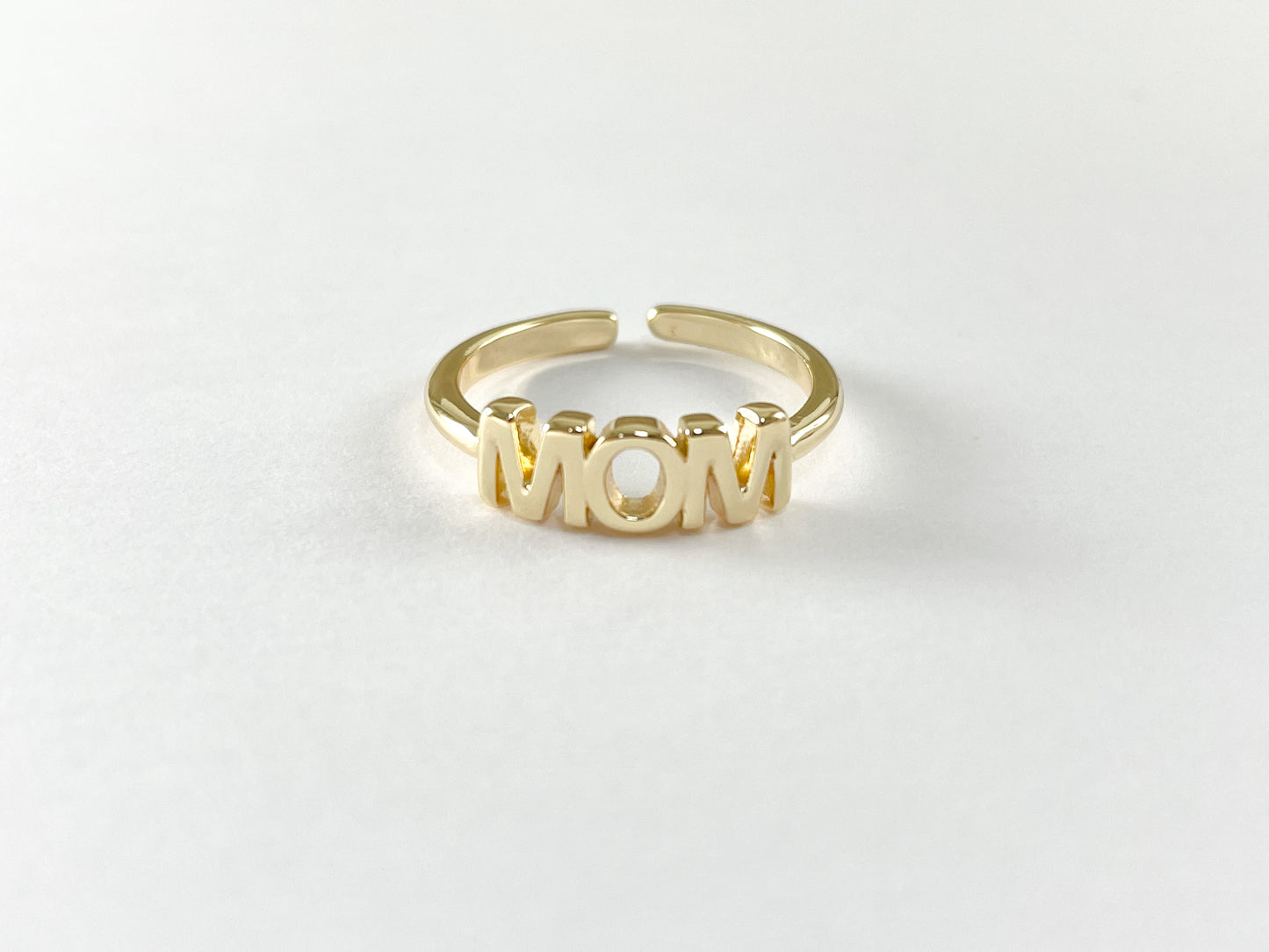 Real Gold 18K Plated Copper Base Adjustable Dainty MOM Ring 6pcs