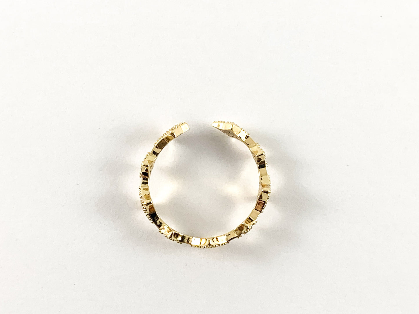 Anillo de estrella ajustable con pavé de circonita cúbica chapado en oro real de 18 quilates, 4 piezas