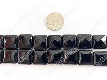 Load image into Gallery viewer, Grade AAA Solid Black Onyx Fine Cut Square Rectangle Faceted Shiny Natural Gemstone Beads High Quality Healing Stone Around 15" 1 strand