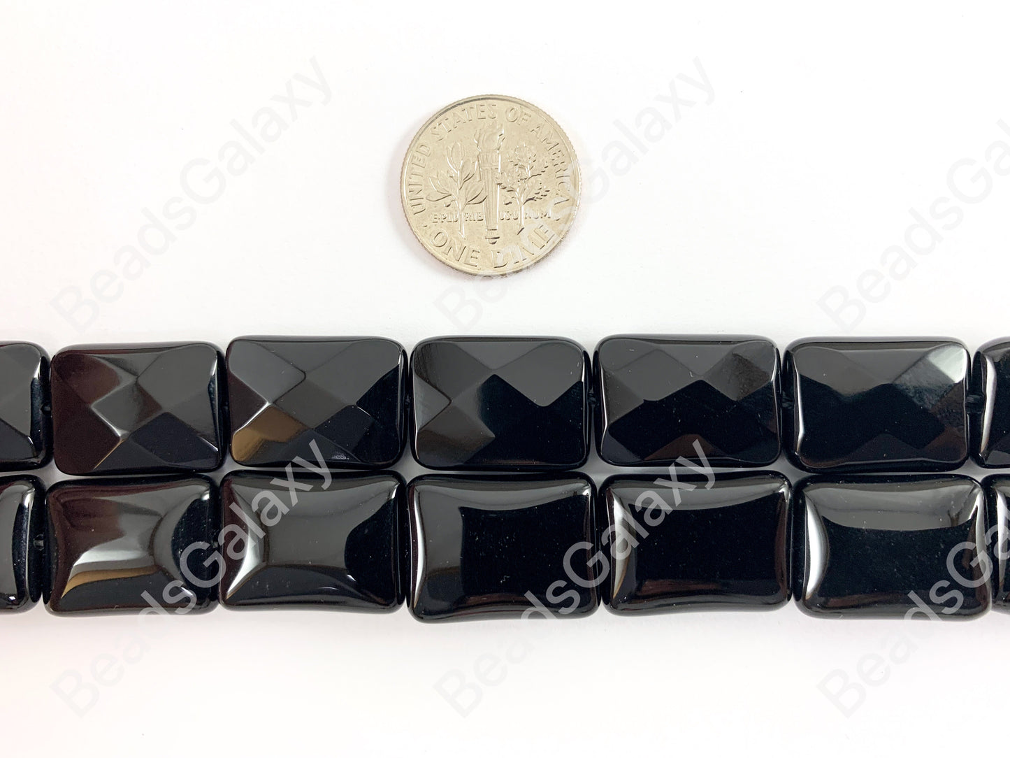 Grade AAA Solid Black Onyx Fine Cut Square Rectangle Faceted Shiny Natural Gemstone Beads High Quality Healing Stone Around 15" 1 strand