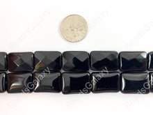 Load image into Gallery viewer, Grade AAA Solid Black Onyx Fine Cut Square Rectangle Faceted Shiny Natural Gemstone Beads High Quality Healing Stone Around 15" 1 strand