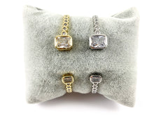 Load image into Gallery viewer, Real Gold/Platinum 18K Plated Copper CZ Pave Rectangle Rhinestone Fancy Open Front Bracelet Cuffs