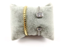 Load image into Gallery viewer, Real Gold/Platinum 18K Plated Copper CZ Pave Rectangle Rhinestone Fancy Open Front Bracelet Cuffs