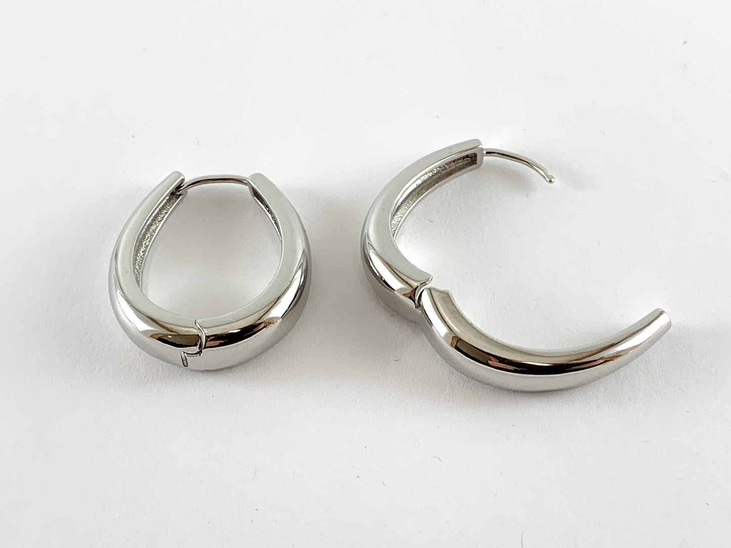 Pendientes de aros ovalados chapados en oro real/platino de 18 quilates, 3 pares