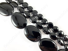 Load image into Gallery viewer, Grade AAA Solid Black Onyx Fine Cut Coin Oval Shiny Natural Gemstone Beads High Quality Healing Stone Around 15" 1 strand