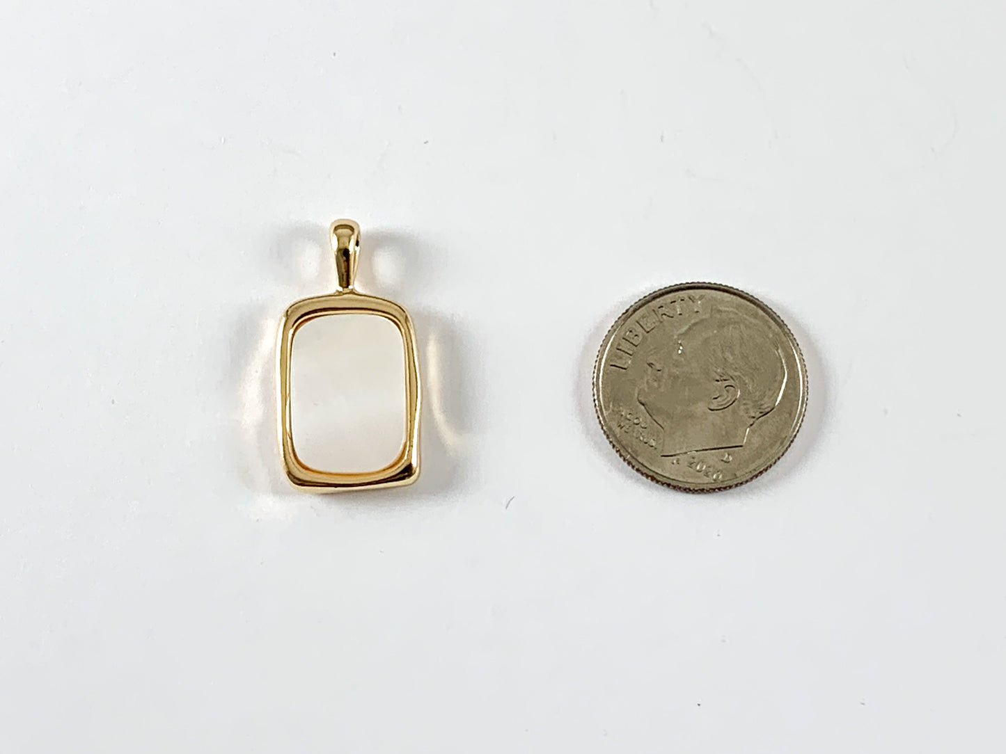 Real Gold/Silver Plated 18K Rectangle Shell Charm/Pendant Over Copper 6 pcs