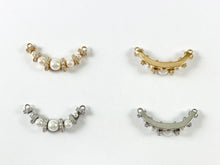Load image into Gallery viewer, Elegant Pearl CZ Pave Curve Connector in 18K Gold/Silver Plating for DIY Jewelry Making 5 pcs