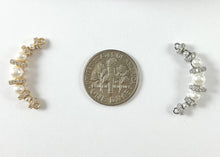 Load image into Gallery viewer, Elegant Pearl CZ Pave Curve Connector in 18K Gold/Silver Plating for DIY Jewelry Making 5 pcs