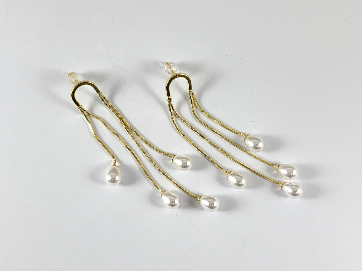 Real 18K Gold or Silver Plated Pearl Drop Tassel Earring Over Copper 1 pair