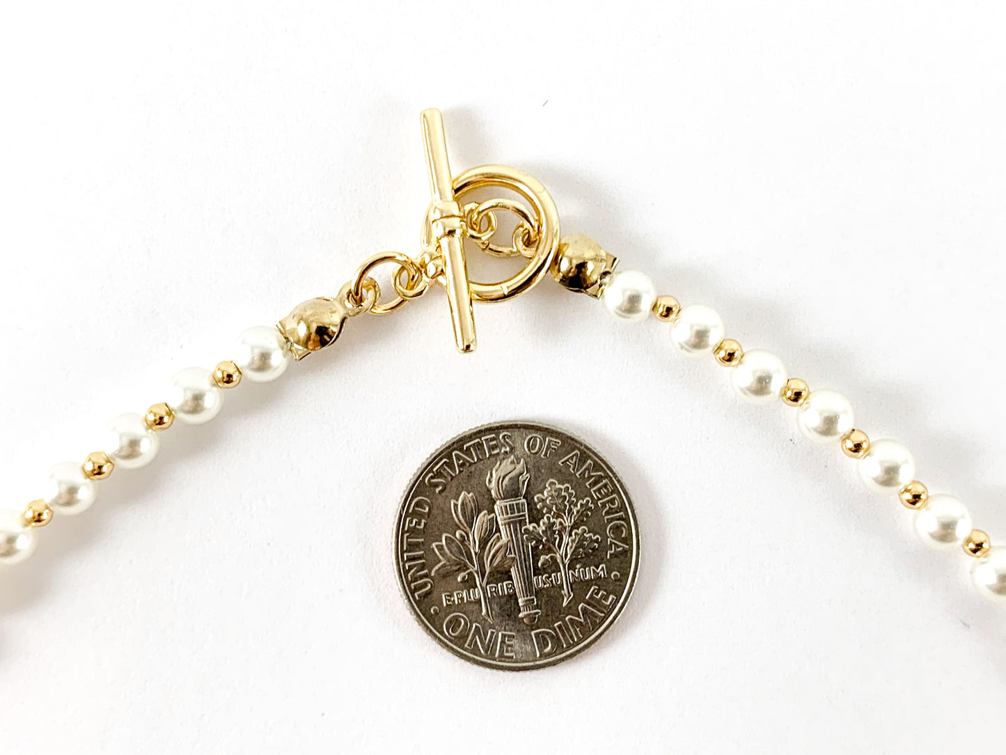 Delicate Gold Plated Dainty Minimalist Pearl Necklace