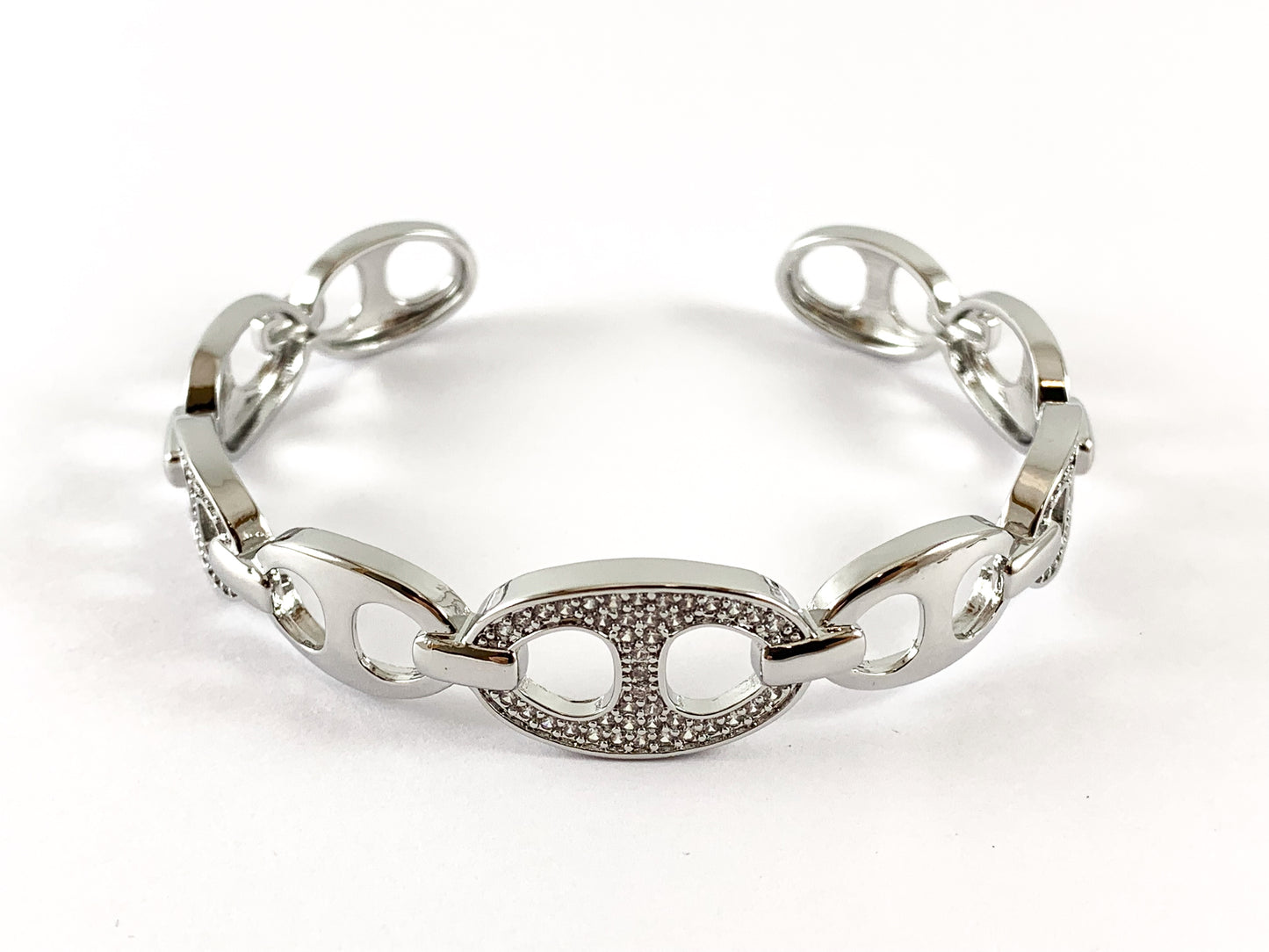 Real Gold/Platinum 18K Plated Copper CZ Pave Bracelet Cuffs/Bangles