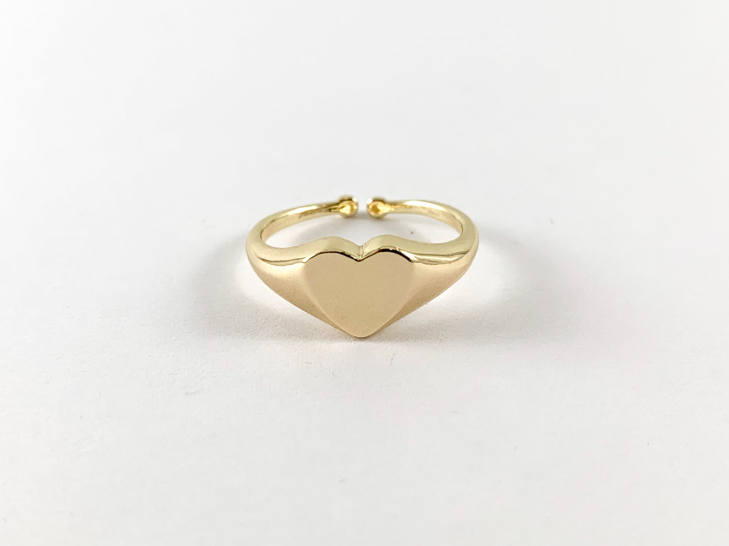 Real Gold 18K Plated Copper Heart Adjustable Ring 4pcs