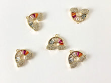 Load image into Gallery viewer, 18K Gold Plated Micro CZ Pave Rainbow Clouds Charm Over Brass 5pcs
