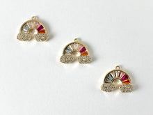 Load image into Gallery viewer, 18K Gold Plated Micro CZ Pave Rainbow Clouds Charm Over Brass 5pcs