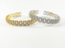Load image into Gallery viewer, Real Gold/Platinum 18K Plated Copper CZ Pave Rhinestone Rectangle Link Trendy Bracelet Cuffs