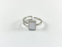 Cargar imagen en el visor de la galería, 18K Gold/Silver Plated CZ Pave White Lip Shell Pearl Rectangle Double Banded Adjustable Ring 4pcs