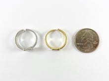 Cargar imagen en el visor de la galería, 18K Gold/Silver Plated CZ Pave White Lip Shell Pearl Rectangle Double Banded Adjustable Ring 4pcs