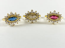 Cargar imagen en el visor de la galería, 18K Real Gold Plated CZ Pave Rhinestone Cluster Adjustable Ring 4pcs