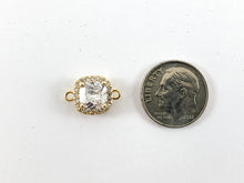 Load image into Gallery viewer, 18K Gold/Silver Plated CZ Pave Square Connector Over Copper 6pcs