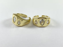 Cargar imagen en el visor de la galería, Anillo de sello en forma de lágrima con pavé de circonita gruesa chapado en oro de 18 quilates, 4 piezas