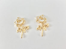 Load image into Gallery viewer, Delicate Gold Rose White Shell Dangle Pendants Charms in 18K Gold plated Copper 6pcs