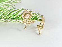 Load image into Gallery viewer, Delicate Gold Rose White Shell Dangle Pendants Charms in 18K Gold plated Copper 6pcs