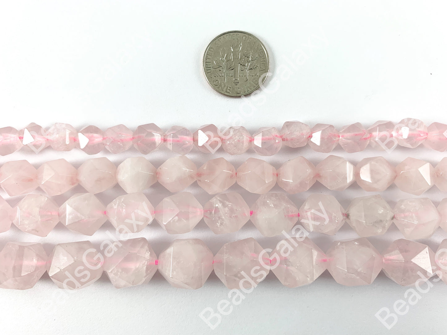 Handcut Rose Quartz Starcut Faceted Natural Gemstone Beads Around 15"