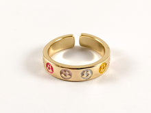 Load image into Gallery viewer, Real Gold 18K Plated Enamel Multi Smiley Face Band Ring 4pcs