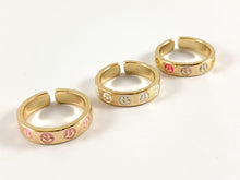 Load image into Gallery viewer, Real Gold 18K Plated Enamel Multi Smiley Face Band Ring 4pcs