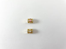 Load image into Gallery viewer, Pastel Smiley Beads - Enamel CZ Pave Hexagon Spacer Component Beads Over Copper 6pcs