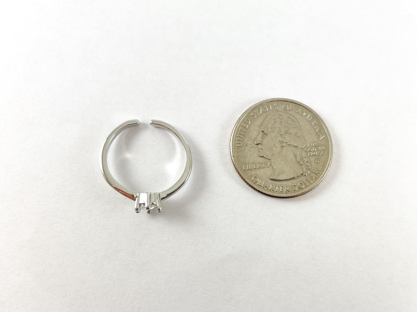 Real Gold/Silver 18K Plated Copper Adjustable Round Solitaire Ring 5 pcs