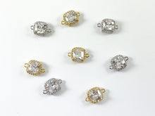 Load image into Gallery viewer, 18K Gold/Silver Plated CZ Pave Square Connector Over Copper 6pcs