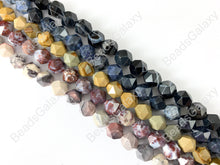 Load image into Gallery viewer, 10mm Hand Cut Gemstones Star cut Faceted Natural Gemstone Beads Around 15"