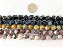 Load image into Gallery viewer, 10mm Hand Cut Gemstones Star cut Faceted Natural Gemstone Beads Around 15"