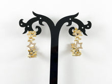 Cargar imagen en el visor de la galería, Aretes de estrella con circonita cúbica chapados en oro y platino de 18 quilates sobre cobre, 2 pares