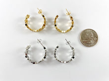 Cargar imagen en el visor de la galería, Aretes de estrella con circonita cúbica chapados en oro y platino de 18 quilates sobre cobre, 2 pares