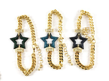 Cargar imagen en el visor de la galería, 18K Gold Plated Plated CZ Pave Star Cuban Link Bracelet with Extender 1pc