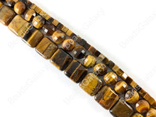 Load image into Gallery viewer, Tiger's Eye Yellow Brown 15x15mm Square 5mm Cube 10mm Coin Faceted Natural Genuine Gemstone Beads Around 14"-15"